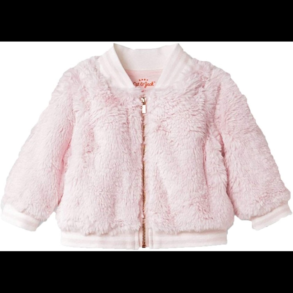 Pink faux fur bomber jacket 0-3m